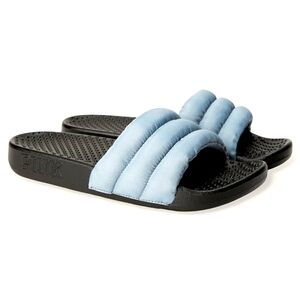 Nip luxury VS pink dusty blue puff sandals sz Med 7/7.5 spring